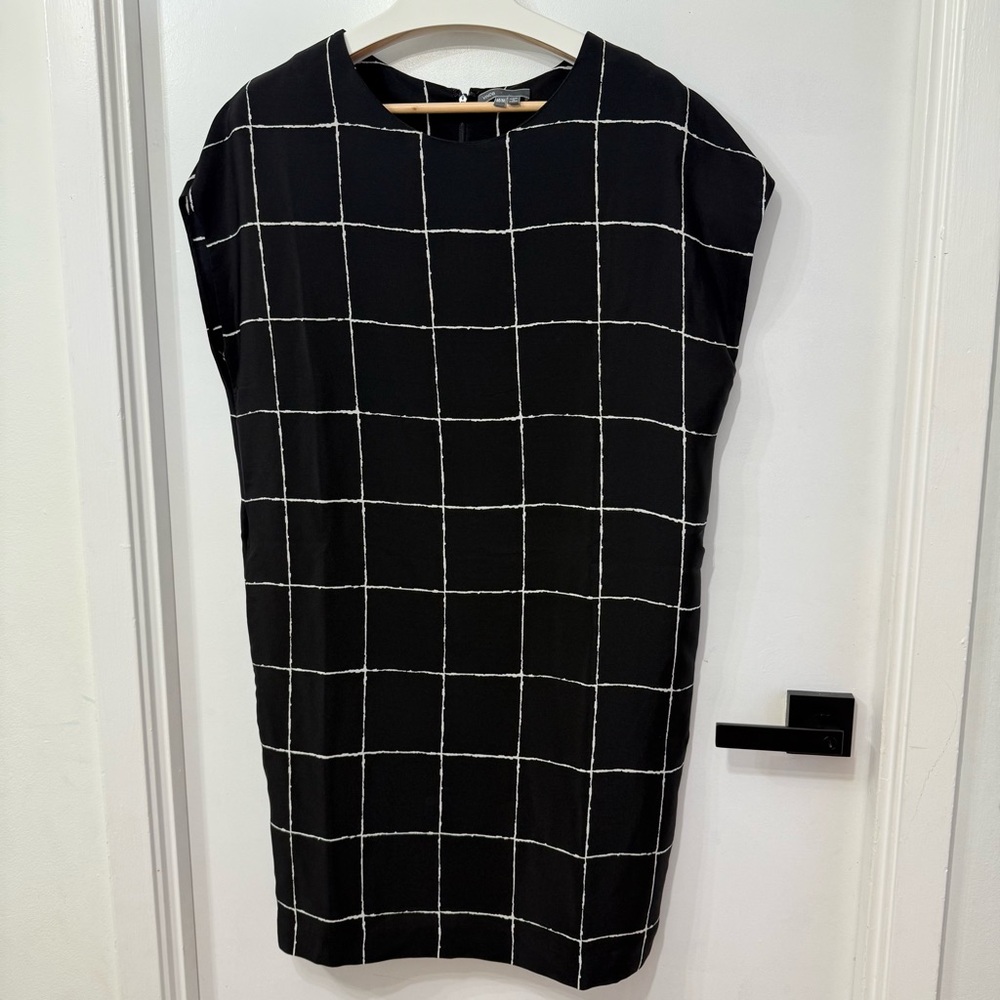 Vince 100% Silk Checkered Mini Dress w/pockets